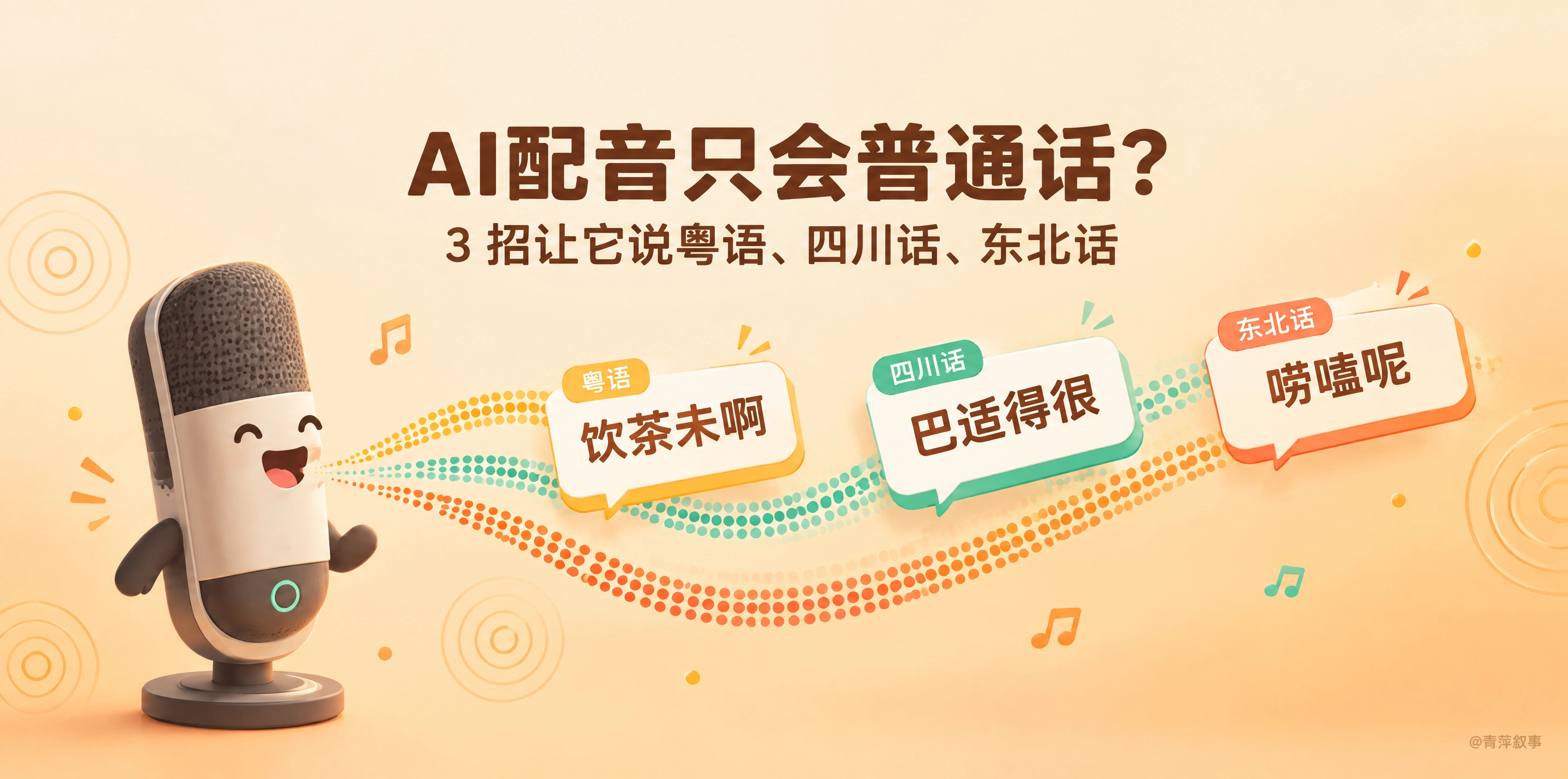 AI配音只会普通话?3 招让它说粤语、四川话、东北话